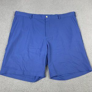 Peter Millar Chino Shorts Mens 42 Blue Polyester Golf Pockets Zip Fly High-Rise